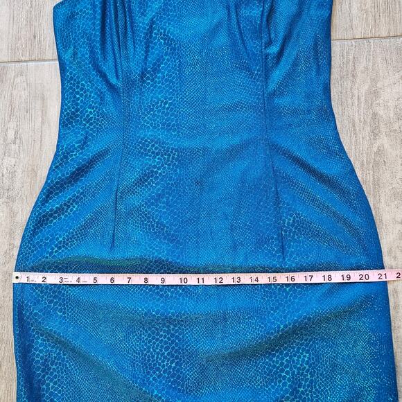 Vintage Jessica McClintock Gunne Sax Slip Dress Womens 13/14 Blue Snake Midi - Picture 5 of 15
